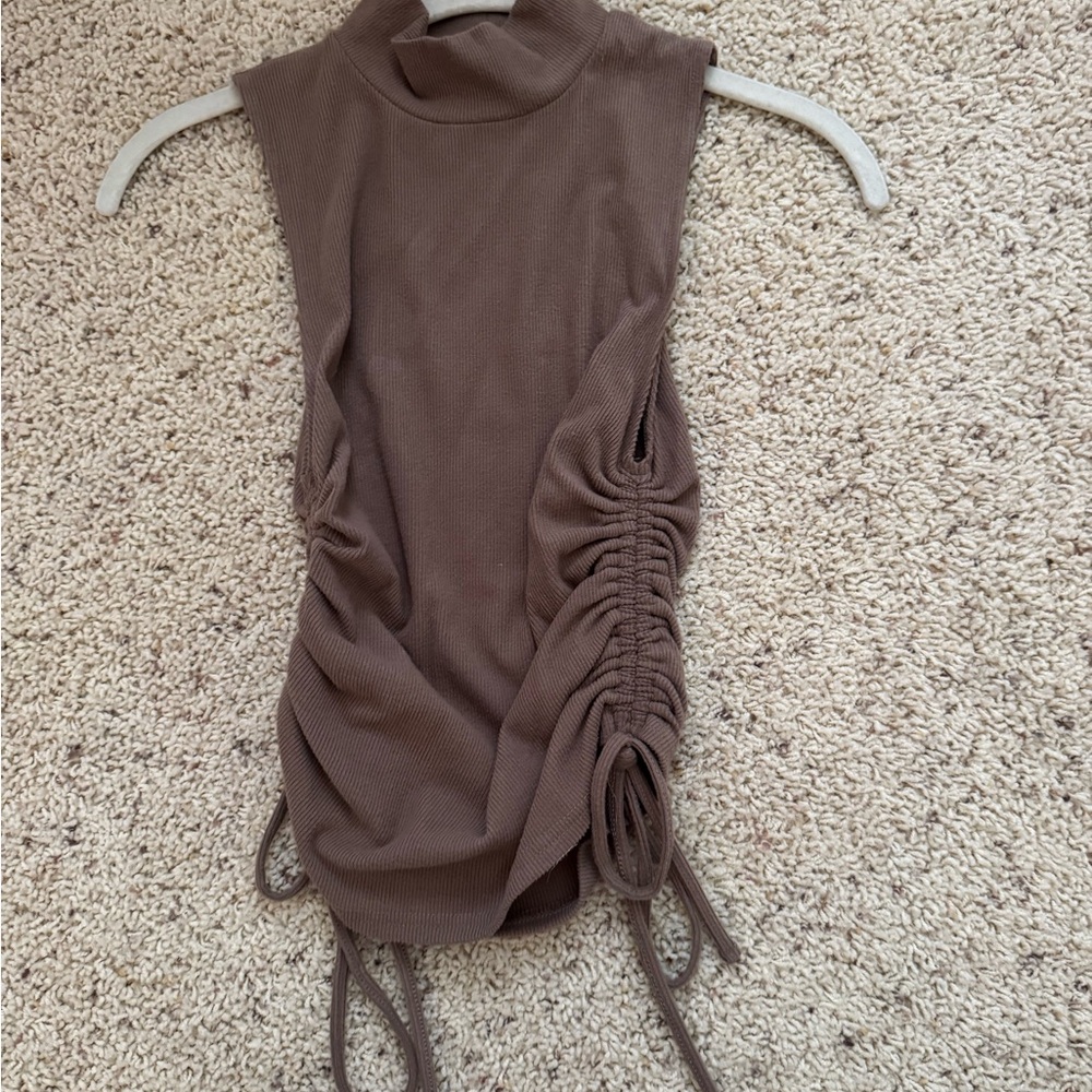 BB Dakota Taupe Ruched Tank Top